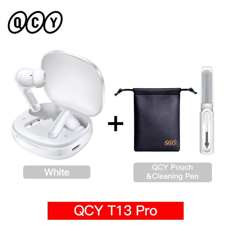 QCY T13 Pro HT23 Adaptive ANC Wireless Earbuds 13mm Drivers Powerful Bass 50dB Hybrid ANC Bluetooth 6.0 Earphones 6 Mics ENC 47H