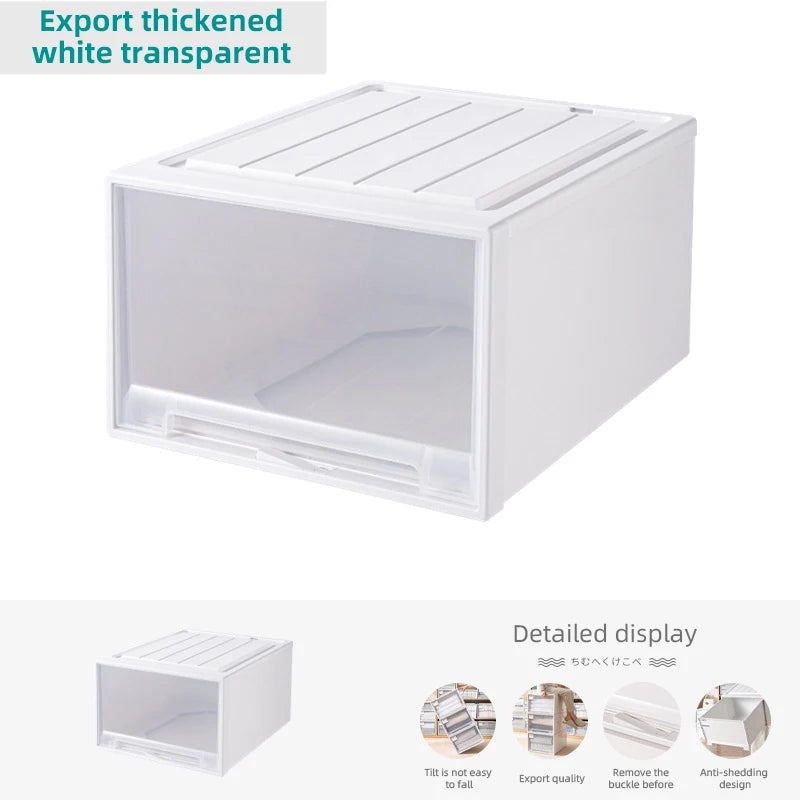 Household Stacking Storage Drawer Boxes Large Capacity Wardrobe Drawer Organizer Plastic Clear Clothes Container With Lids