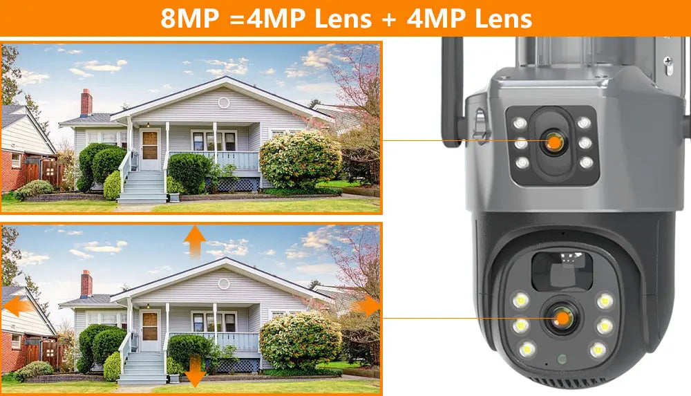 4K 8MP Solar PTZ Camera WIFI Dual Lens Security CCTV Zoom Humanoid Tracking Record Outdoor Wireless Surveillance Cam 128 TF Card