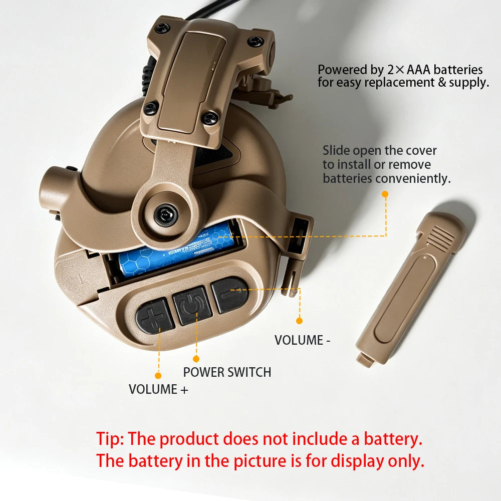 BOOIU Tactical Bluetooth Headset Electronic Outdoor Shooting Airsoft Earmuffs Hearing Protector Headphone with Headphone Stand