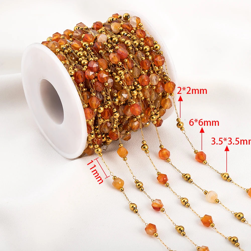 0.5 Meter 1 Meter Stainless Steel Irregular Stone Beaded Chain for DIY Boho Necklaces Handmade Bracelets Jewelry Making Supplies