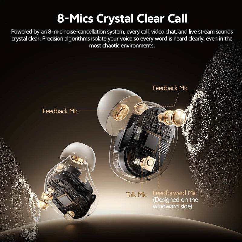 QCY MeloBuds A30 Wireless Earbuds 60dB Adaptive AI Scene ANC 8-Mic 3-Device Connect Bluetooth Earphones LDAC Hi-Res Headphones