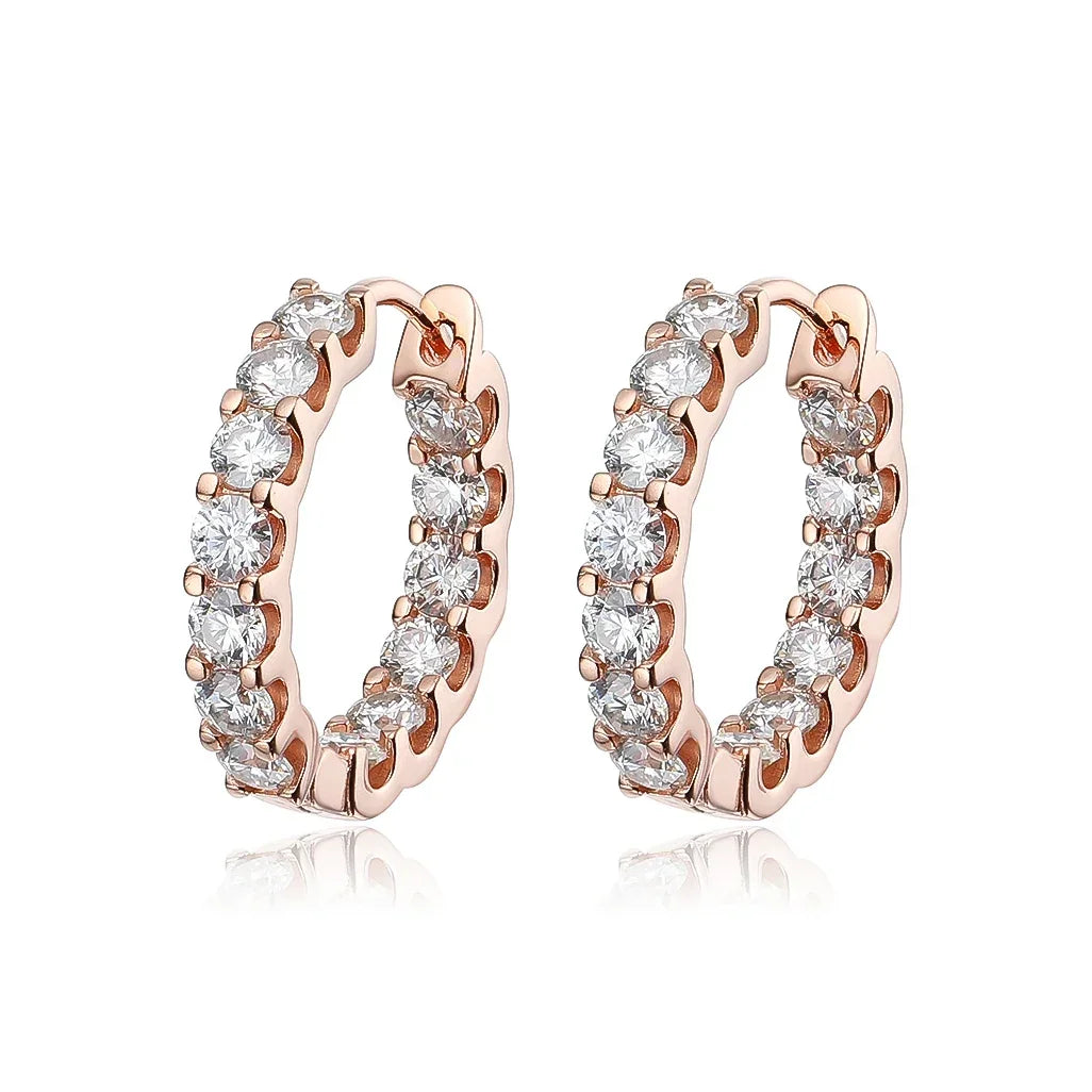 3mm Full Moissanite Hoop Earrings for Women Sparking D Color Lab Diamond 925 Sterling Silver Earring Party Wedding Jewelry Gifts