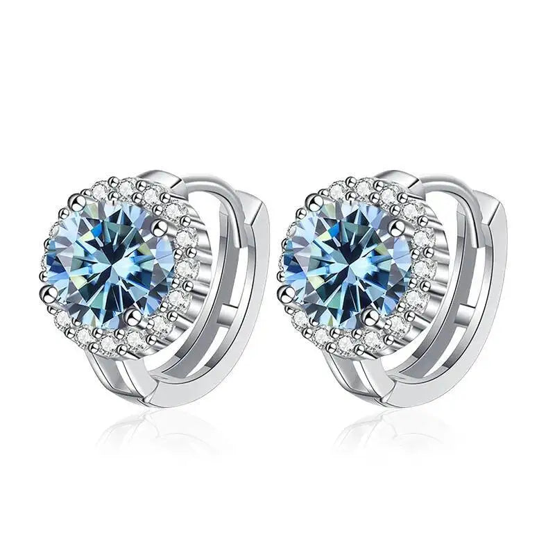 TY 0.5ct 1ct Pink Moissanite Earrings Women S925 Silver Black Blue Green Grey Rainbow Lab Diamond Wedding Studs Earring
