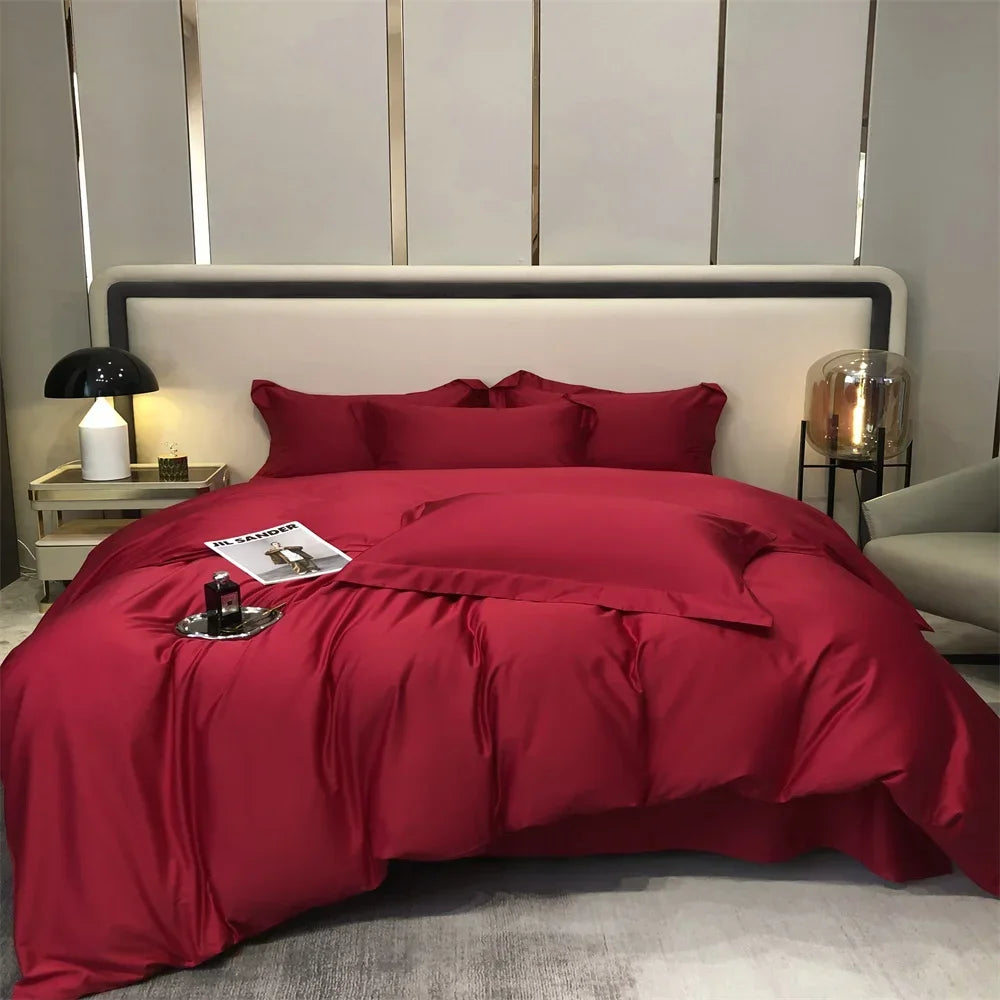 Svetanya Pure Egyptian Cotton Bedding Sets Bed Linens Solid Color Sheet Pillowcase Duvet Cover Queen King Underwear
