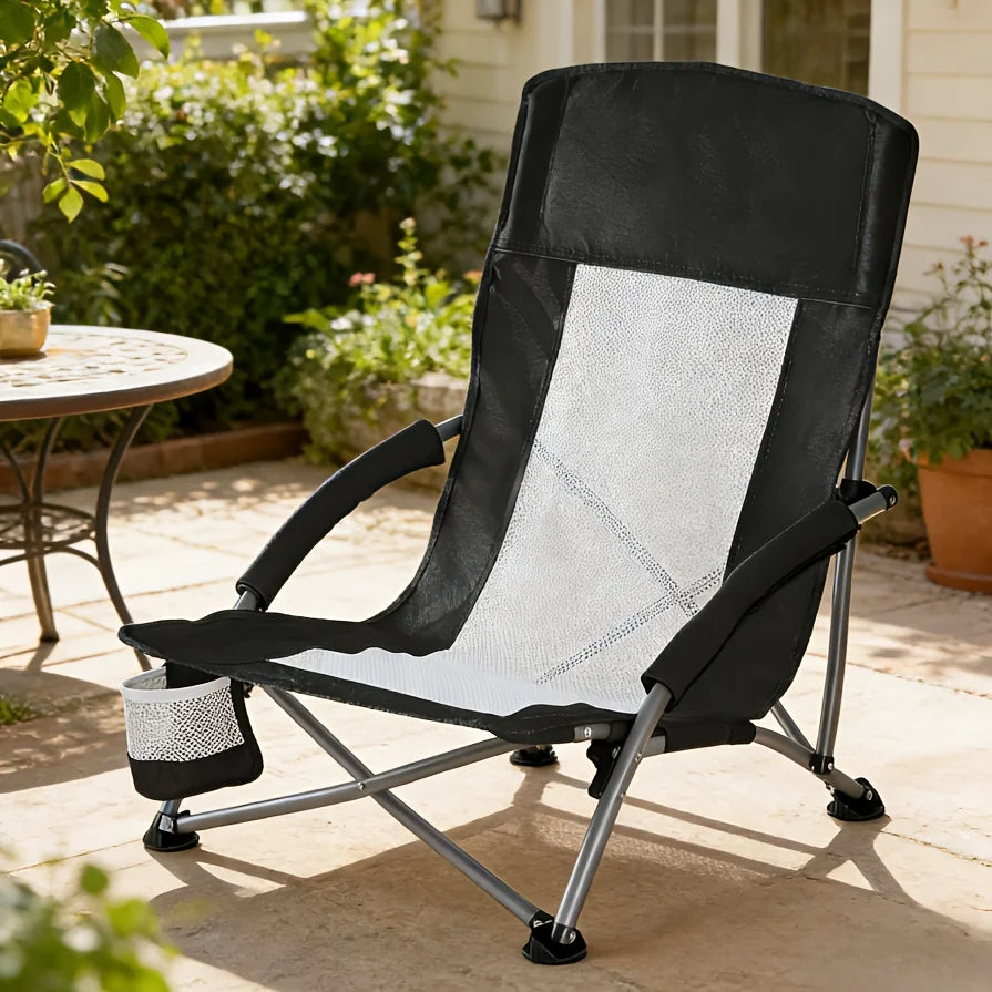 Portable Folding Patio Chaise Lounge With Storage Pocket And Carry Bag | 250 Lbs Weight Capacity, Mesh Breathable Backrest, Allo