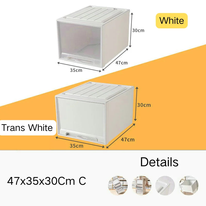 Household Stacking Storage Drawer Boxes Large Capacity Wardrobe Drawer Organizer Plastic Clear Clothes Container With Lids