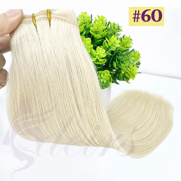 ADEIRS Straight Human Hair Weft Bundles European Remy Natural Human Hair Extension 14"-24" Can Curly Double Hair Weaves Blonde