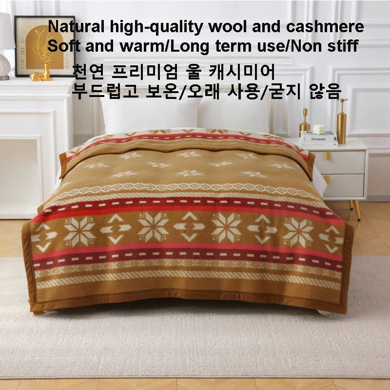 100% Wool Blanket 70% Cashmere 30% Wool Blankets Thicken Double Warm Comforter Camping Dormitory Sofa Hotel Bedding 1.5/1.8*2m