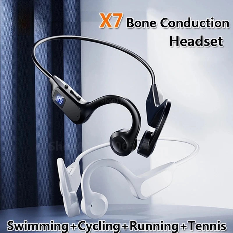 X7 Bone Conduction Wireless Earphone Sport Swimming Bluetooth Compatible Headphone Hand-free With Mic For Running Earbuds