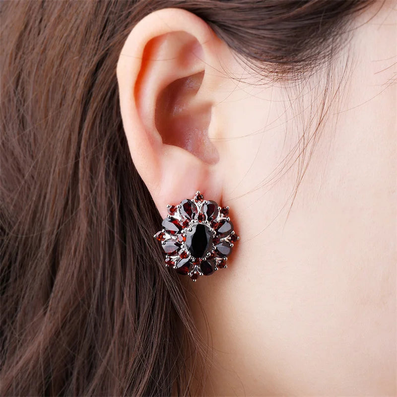 15 Carats Garnet Silver Earrings Natural Gemstone 925 Sterling Silver Fine Jewelry for Women, Gift for Christmas