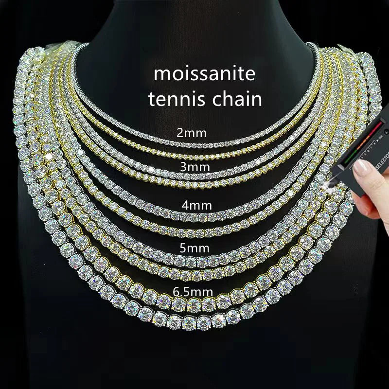 D VVS1 Moissanite Tennis Bracelet Original s925 Sterling Silver Plated 18k White Gold with GRA Necklace for Women Man