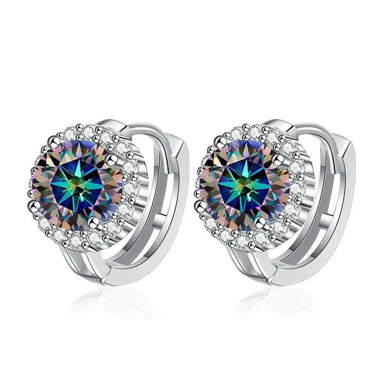 TY 0.5ct 1ct Pink Moissanite Earrings Women S925 Silver Black Blue Green Grey Rainbow Lab Diamond Wedding Studs Earring