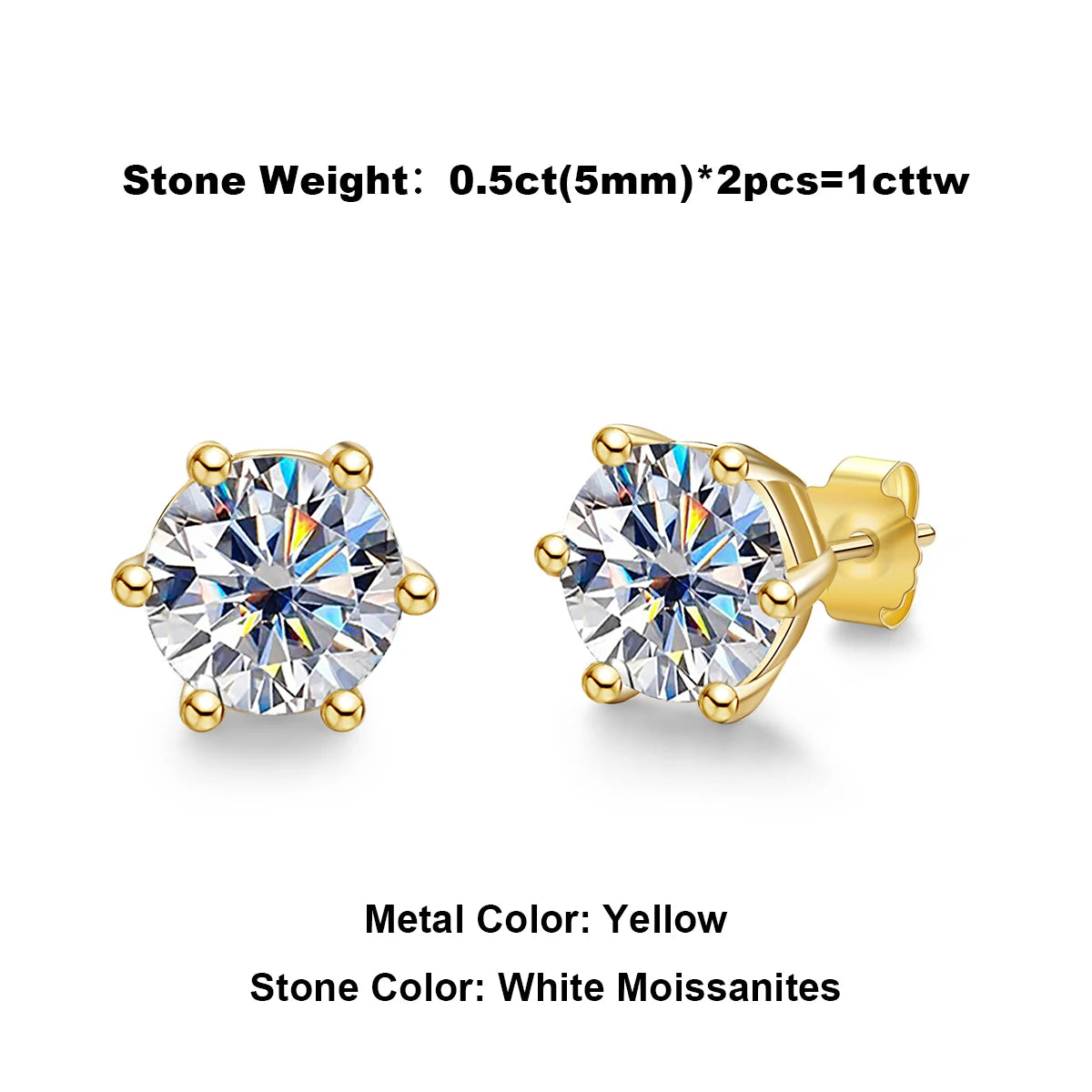 AnuJewel 4/2/1ct Total Moissanite Stud Earrings 925 Sterling Silver Certificate Moissanite Earrings Jewelry Making Supplies