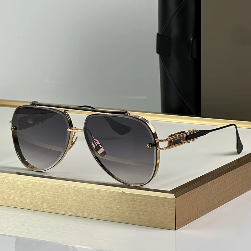 Ins America 281 Big Oversized Style Oval Uv400 Sunglasses Gradient Men and Women Alloy High Quality Punk Eyeglasses with Case