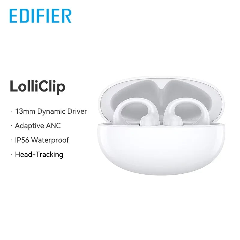 EDIFIER LolliClip Open-ear True Wireless Earbuds Multipoint Connection Adaptive ANC Earphone Hi-Res LDAC IP56 Bluetooth 5.4