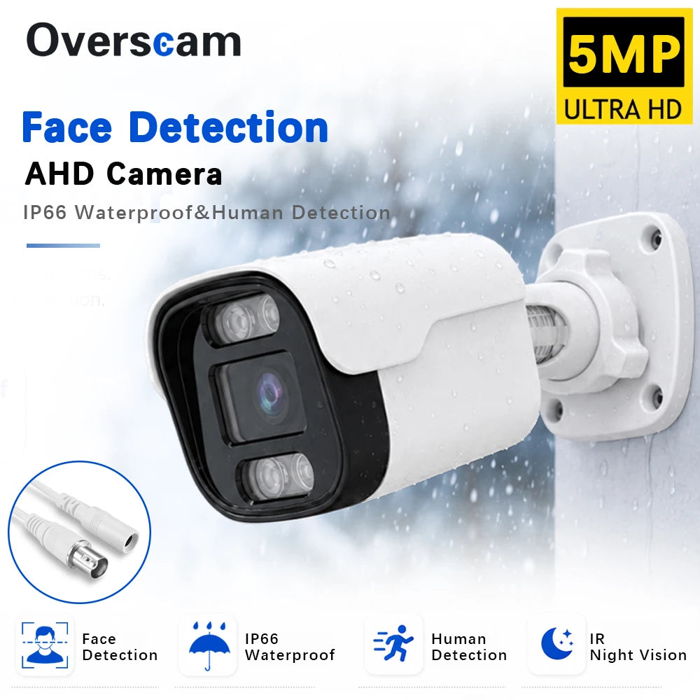 8MP 4K AHD Security Camera Face Detection Human Detection IP66 Outdoor Waterproof IR Night Vision CCTV Camera BNC DC12V For DVR