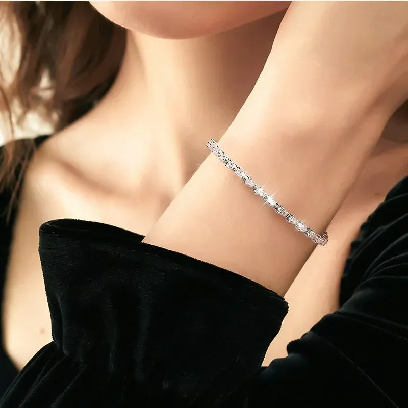 HORRIPAL 3*5MM Pear Shaped Moissanite Tennis Bracelet S925 Sterling Silver Plated with 18K White Gold Fashionable Party Jewelry