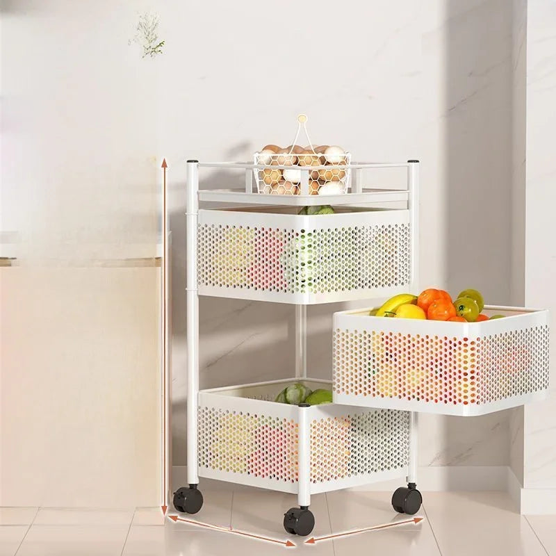 Home Use Rotating Multi-Layer Mobile Storage Ra Frie  Vegetable Fruit Storage elf Kitchen Organization No Installation