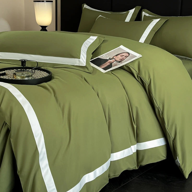 Luxury Hotel Bedding Sets Thick Brushed Bed Sheets White Duvet Cover Set Pillowcase Four Piece Fully Enclosed for Home Gift