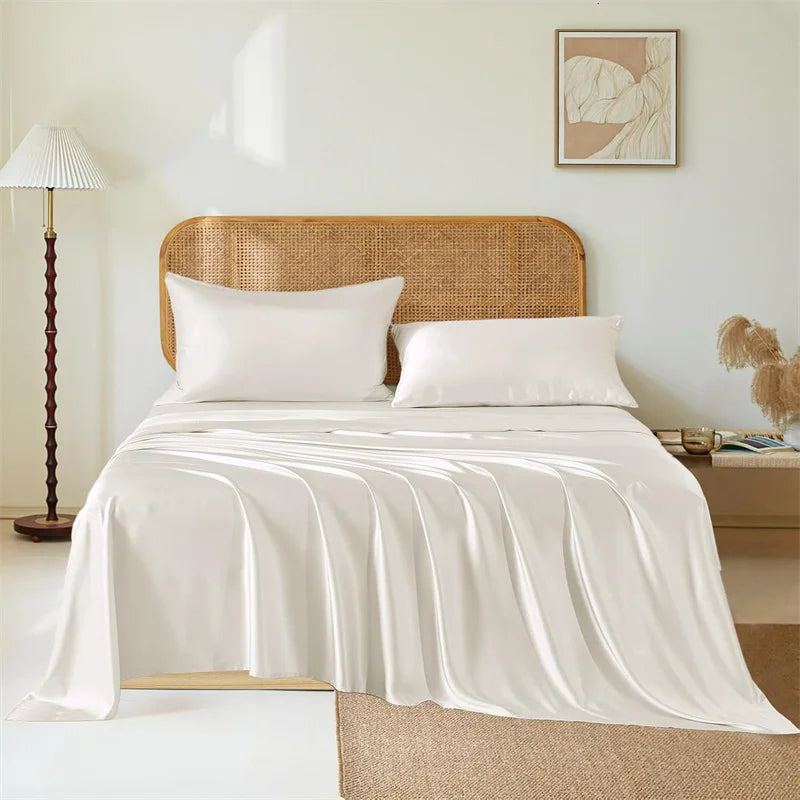 100% Silk Bed Sheet Set Luxury Mulberry Silk Bedding Sets Twin Full Double Queen King Size Fitted Sheet Flat Sheet Pillowcase