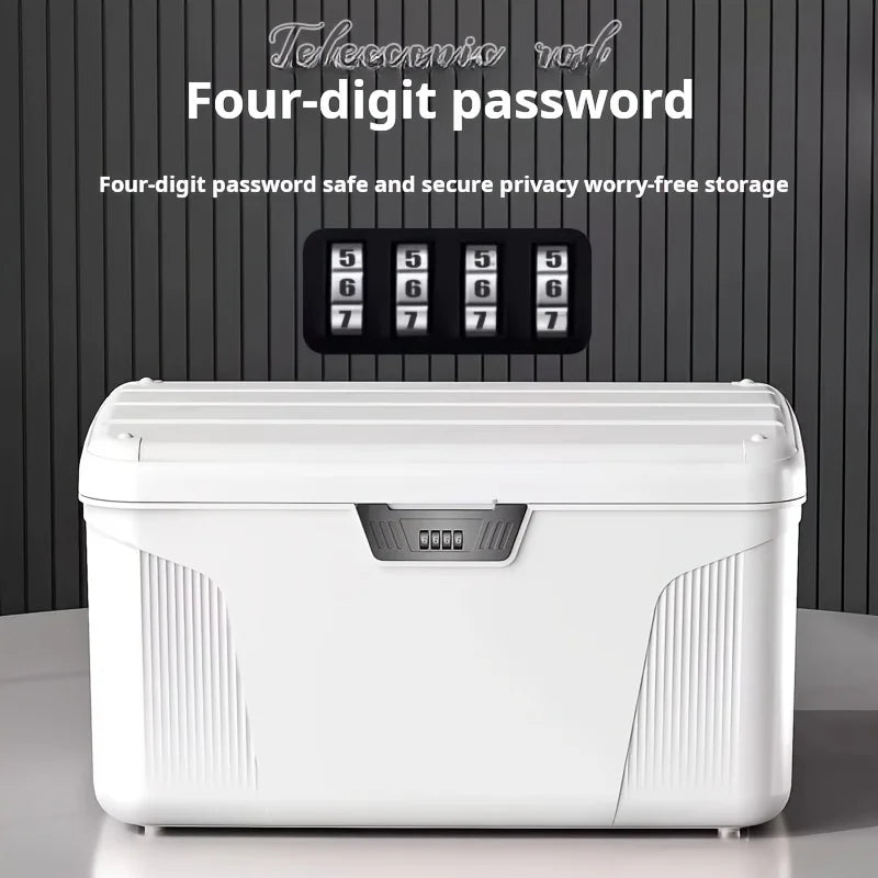 Locking Storage Box Large Capacity Stackable Plastic Organizer Combination Household Office Container White Safe Storage Case