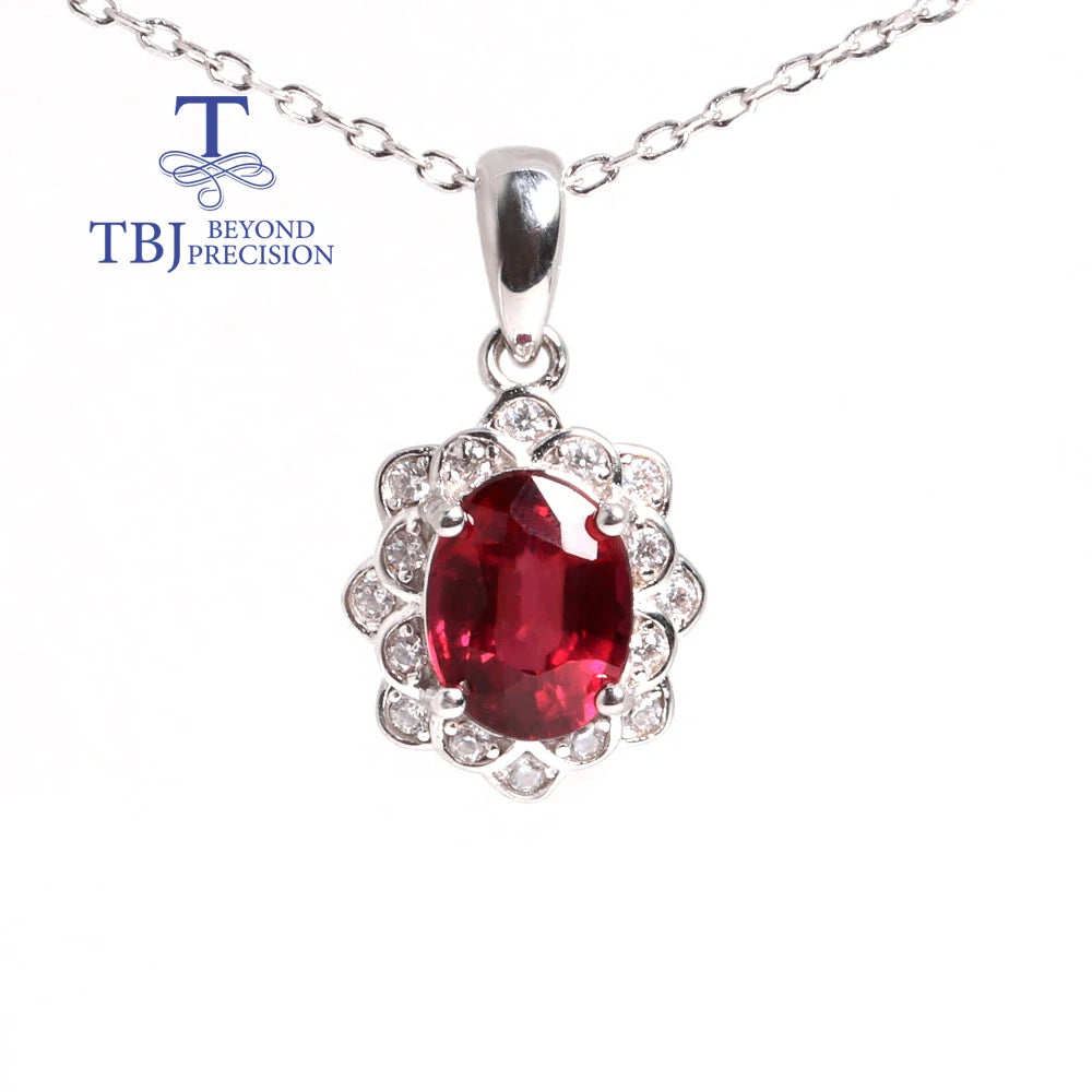 Natural Filled Ruby July Birthstone 925 sterling silver pendant necklace for Women Wedding Banquet Gifts Rare Precious
