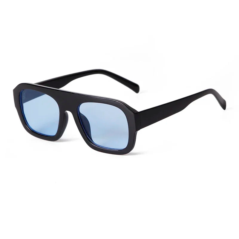 Chic Oversized Women Square Sunglasses Brand Design 2025 Trendy Flat Top Tortoise Shell Blue Lens Sun Glasses Eyewear Female UV