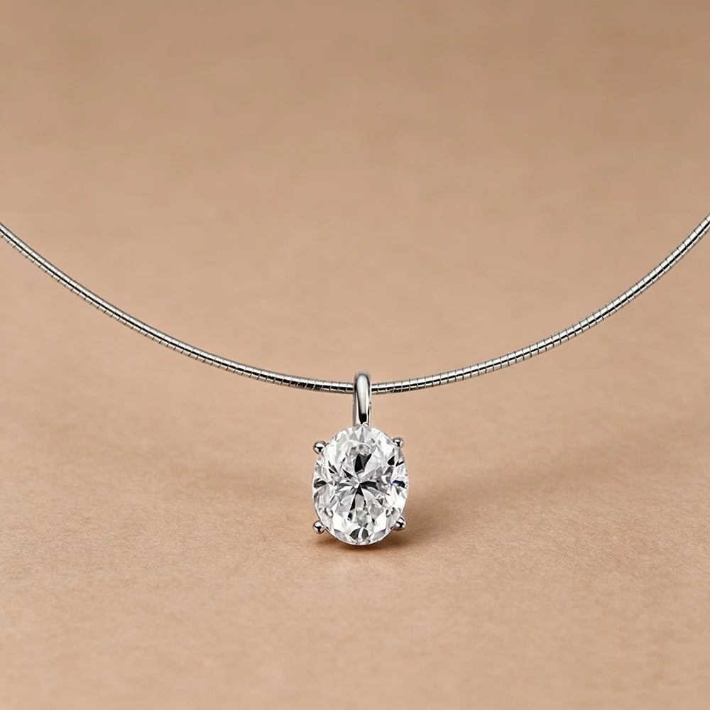 BXINY 3-5carat Oval Cut Moissanite Collar Choker Necklace 100% S925 Silver Solitaire Diamond Pendant NeckChain Gift Fine Jewelry