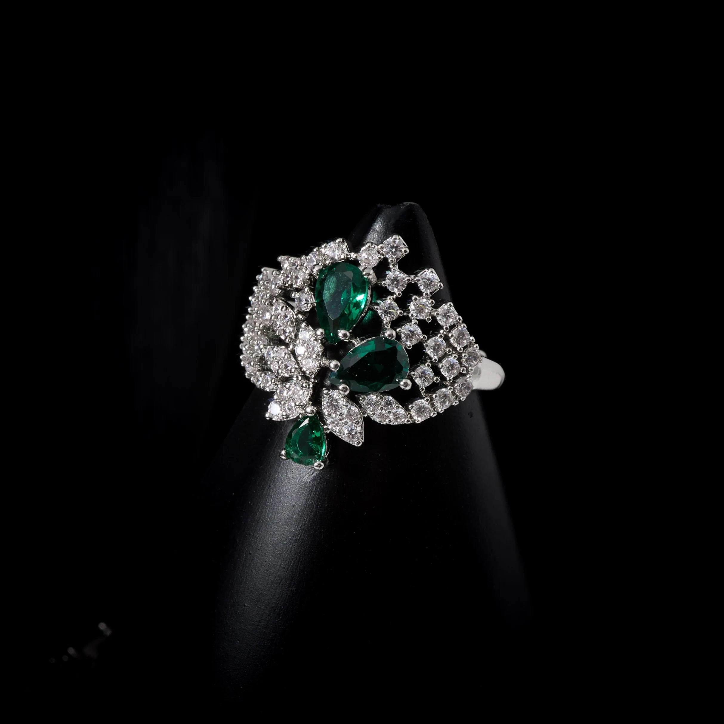 IN JEWELIFE Bridal 4Pcs Emerald Green Cubic Zirconia Jewelry Set - Wedding Necklace Earrings Ring Bracelet Luxury Evening Party