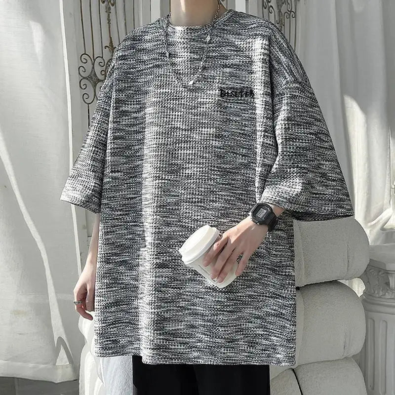 Tie-dyed Short-sleeved T-shirt Men's Summer Trendy Brand Retro Loose Large-size Top Trendy Round Neck Half-sleeved