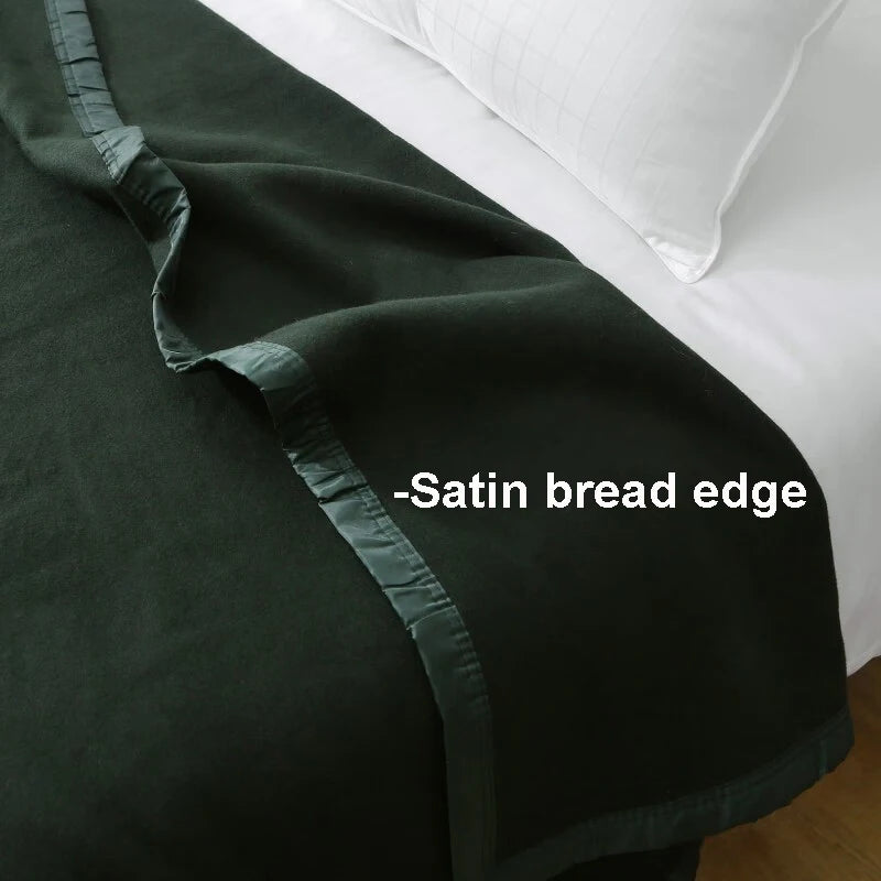 60/80/100% Wool Blankets 1.5*2m Warm Comforter Dark Green Wool Blanket For Winter Adult Children Camping Sofa Dormitory Bedding
