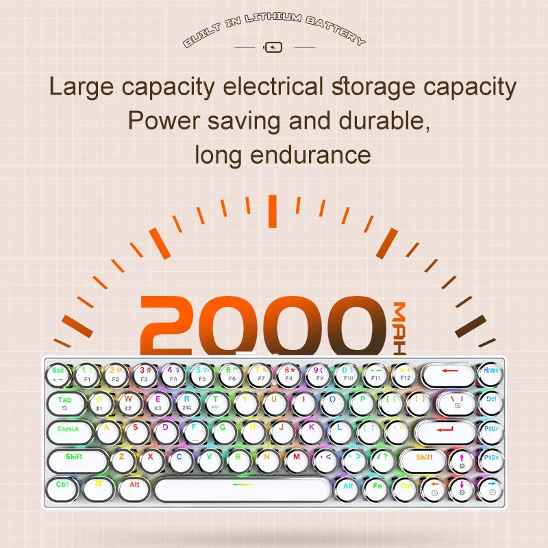 DK68 Punk Mechanical Keyboard Wireless APAYADO Dynamic RGB Lighting,68Keys Bluetooth Tri-Mode Connection,Full-key Hot-Swap
