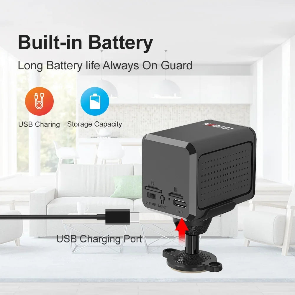 Ubox 4G LTE Mini Battery Camera 5MP WiFi Security Cameras HD Indoor Surveillance Camera CCTV PIR Motion Detection Night Vision