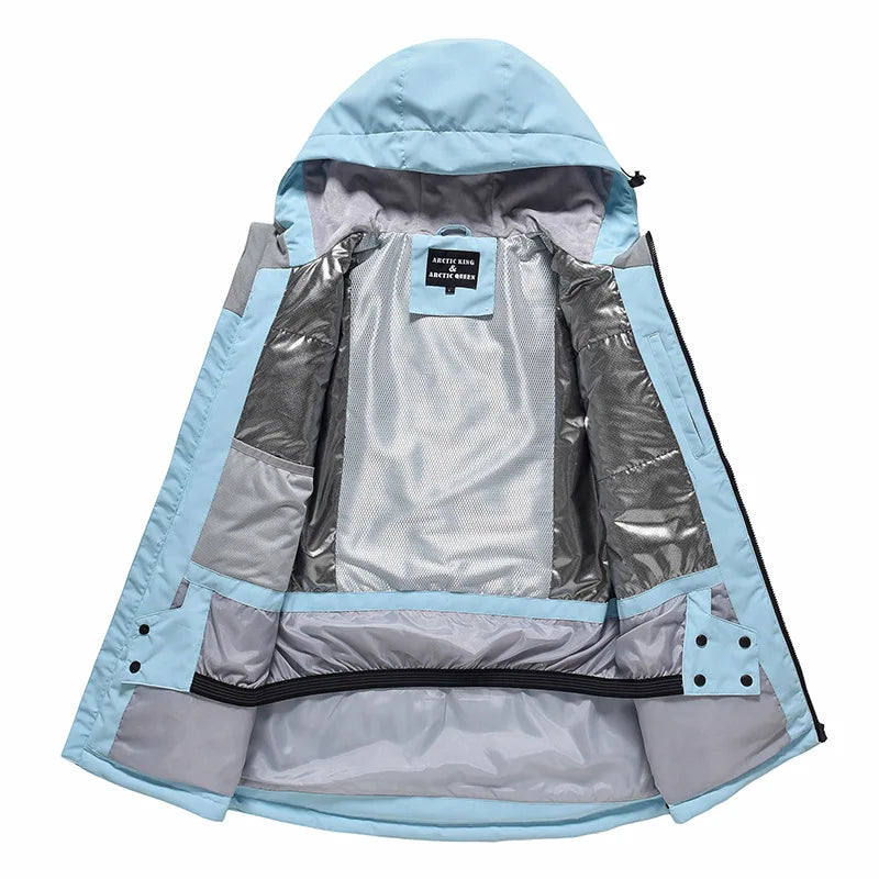 NEW Fashion Men Women Winter Ski Suit Windproof Waterproof Snowboard Jacket and Pants Snow Clothes Female Skiwear Pure White