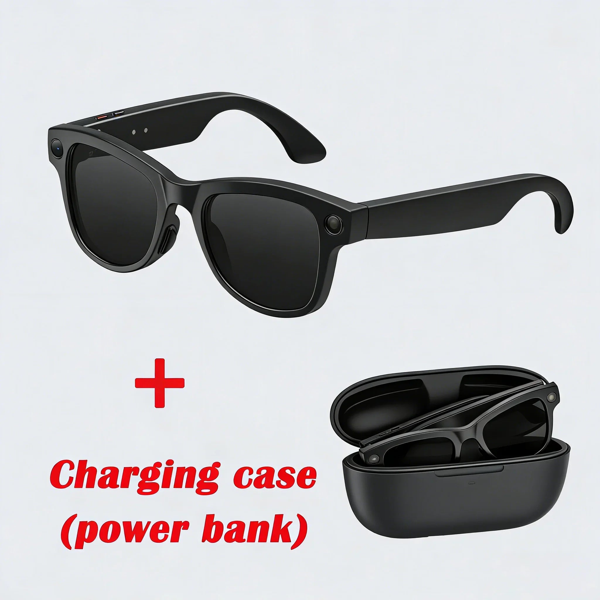 M02 AI Smart Glasses Bluetooth Call Music Player 8MP Camera 100+ Languages Translation Sunglasses with Charging Box