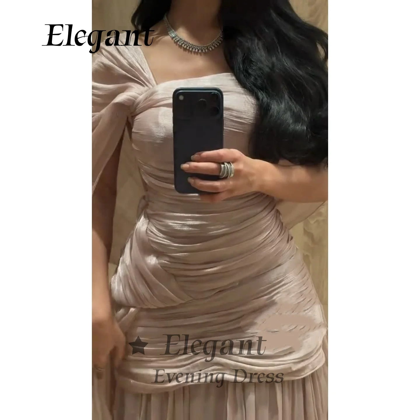 Arabia Dubai Modern Women's Prom Dresses Pink Shimmer Slim Waist Evening Dresses For Events Woman Party Wedding Dress Customized