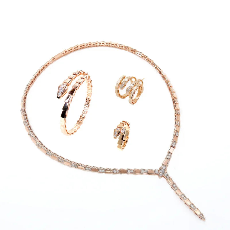 Designer Collection Style Necklace Earrings Inlay Full Cubic Zircon Fanshaped Tassels Pendant Party Jewelry Sets