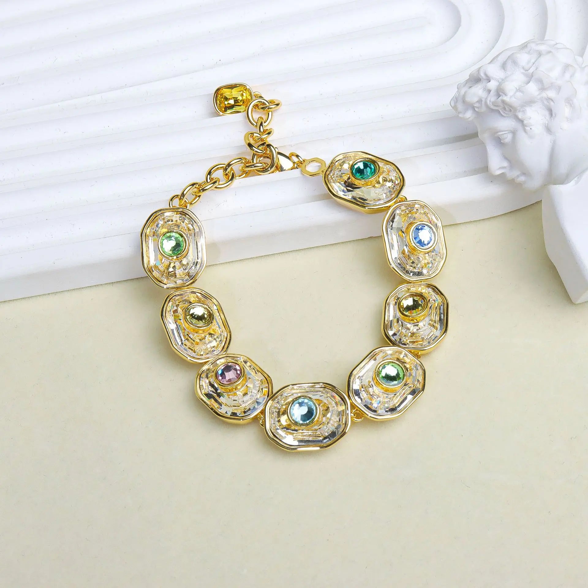 Delicate Crystal Beaded Necklace Earrings Bracelet Gift Set, High-End Fashion Jewelry Collection for Women,work to dinner piece