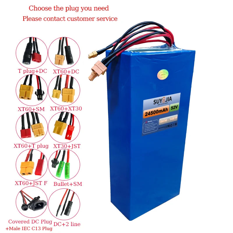 52V 14S7P 24.5Ah 18650 Lithium Battery Pack with Built-in BMS Moped Scooter Battery Suitable for Power-assisted Commuting Tools