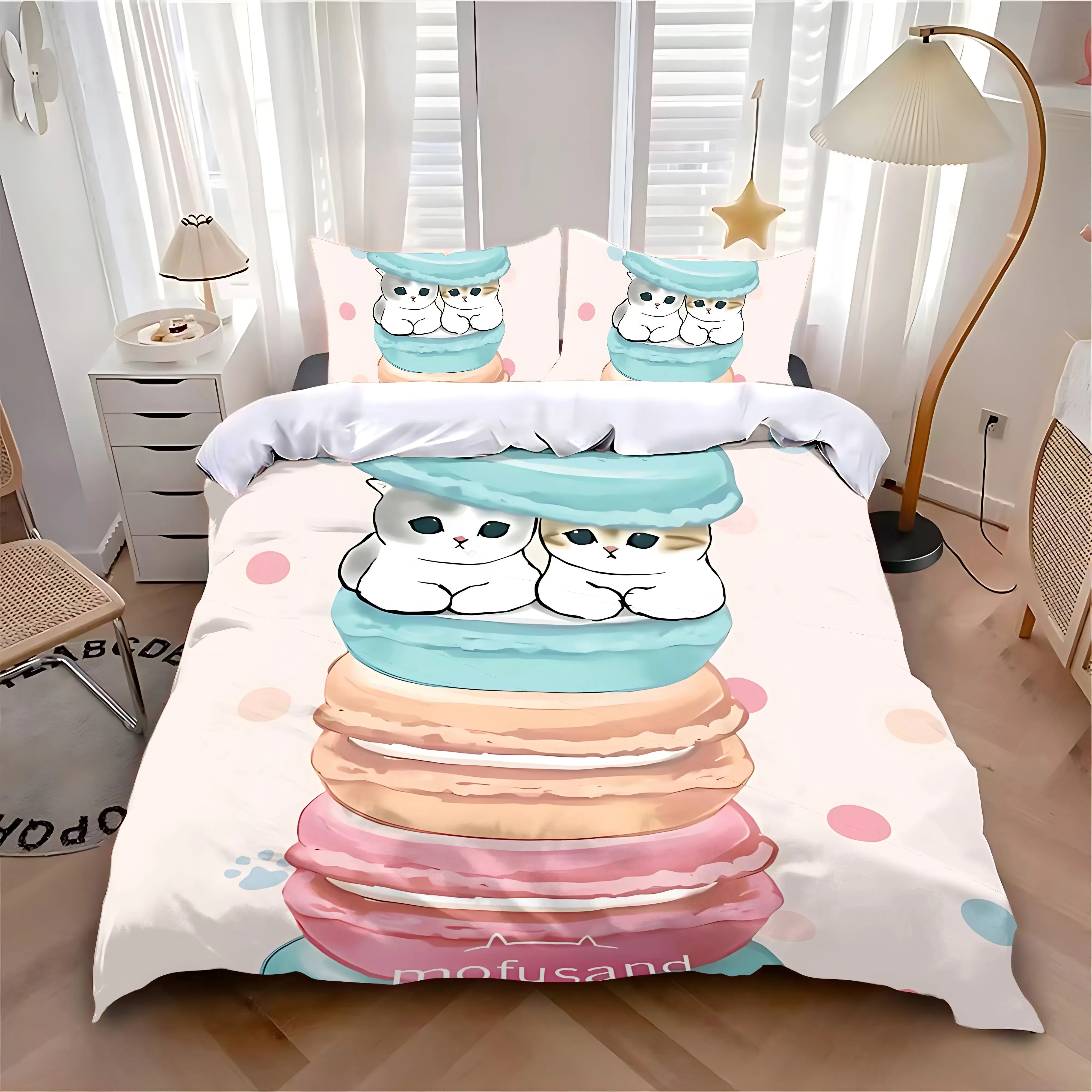 New Duvet Cover Pillowcase Bedding Set Hot Cute M-MofusandS Adult Boy Girl Bedroom Decoration Children Single Double Large Size