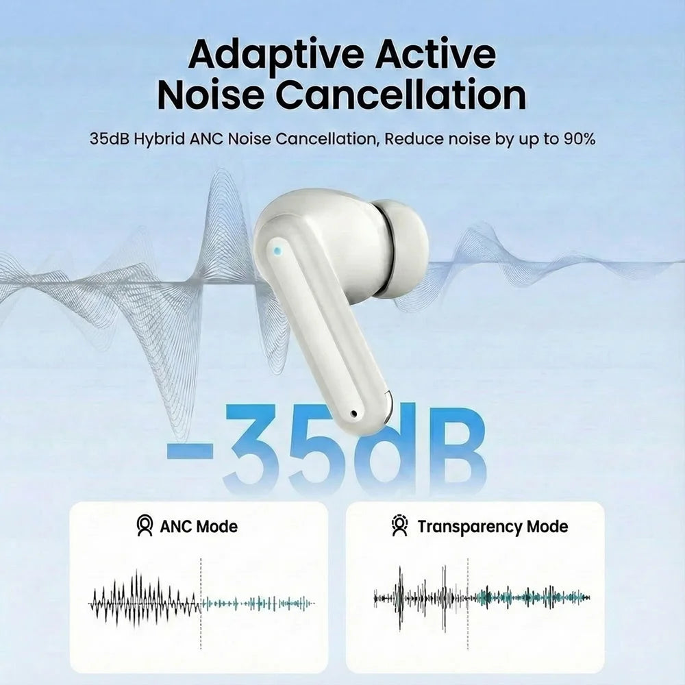 TWS Bluetooth 5.4 Earbuds ANC+ENC Noise Cancelling Wireless Headphones HiFi Stereo Gaming Headset with Mic for Sports Running
