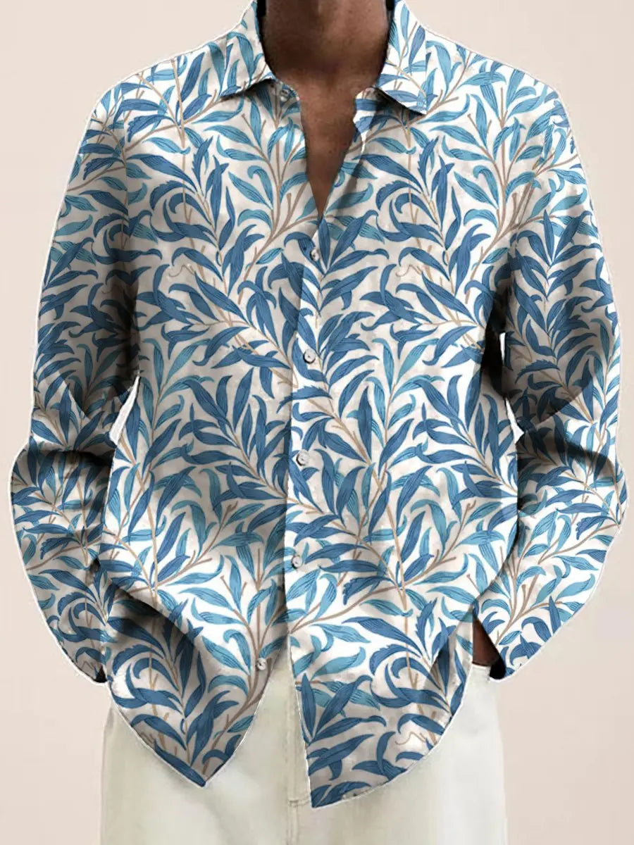 Mens Red Floral Print Long Sleeve Shirt 2023 Fashion Design Luxury Long Sleeve Tops Mens Four Seasons Button Lapel Shirt