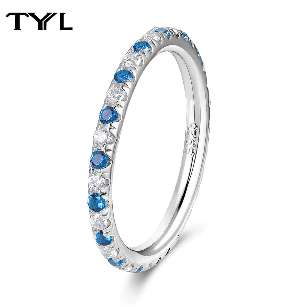 TYYL Lab Grown Ruby Moissanite Timeless Ring S925 Silver Wedding Eternity Band Gemstone Finger Rings for Women Men Jewelry Gifts