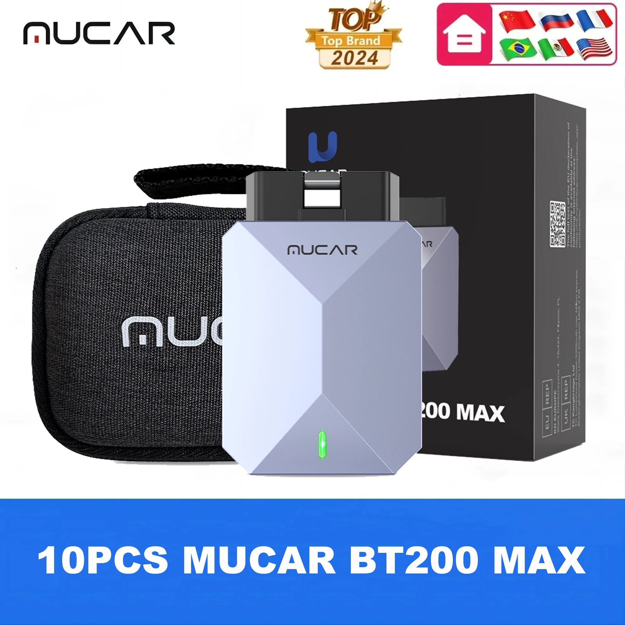 MUCAR BT200 MAX OBD2 Scanner Full System Automotive Diagnostic Scanners 15 Reset Active Test Lifetime Free Update Mucar Scanner