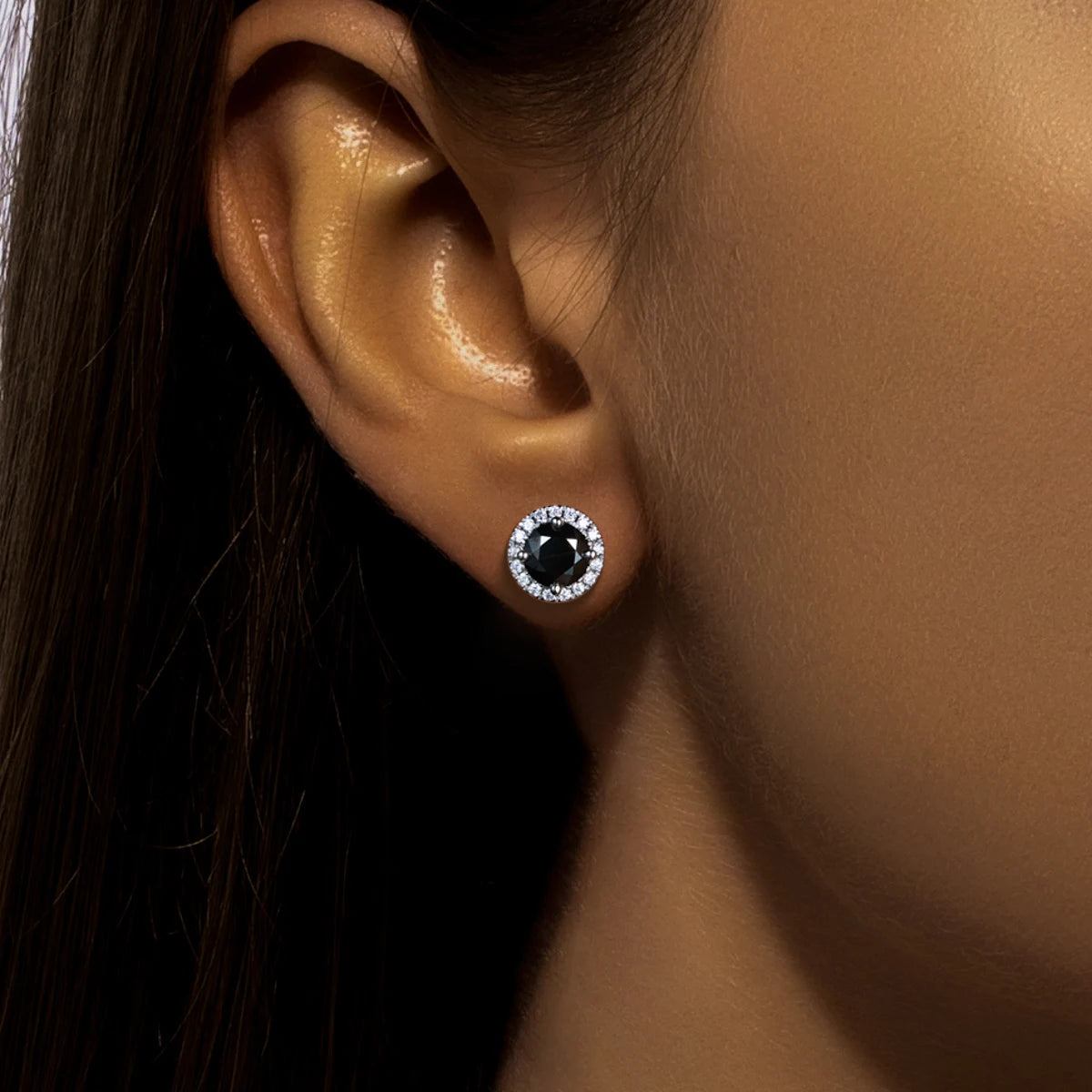 AnuJewel 1ct Black Moissanite Classic Earring 925 Sterling Silver 18K Plated Stud Earrings for Woman Fine Jewelry Wholesale
