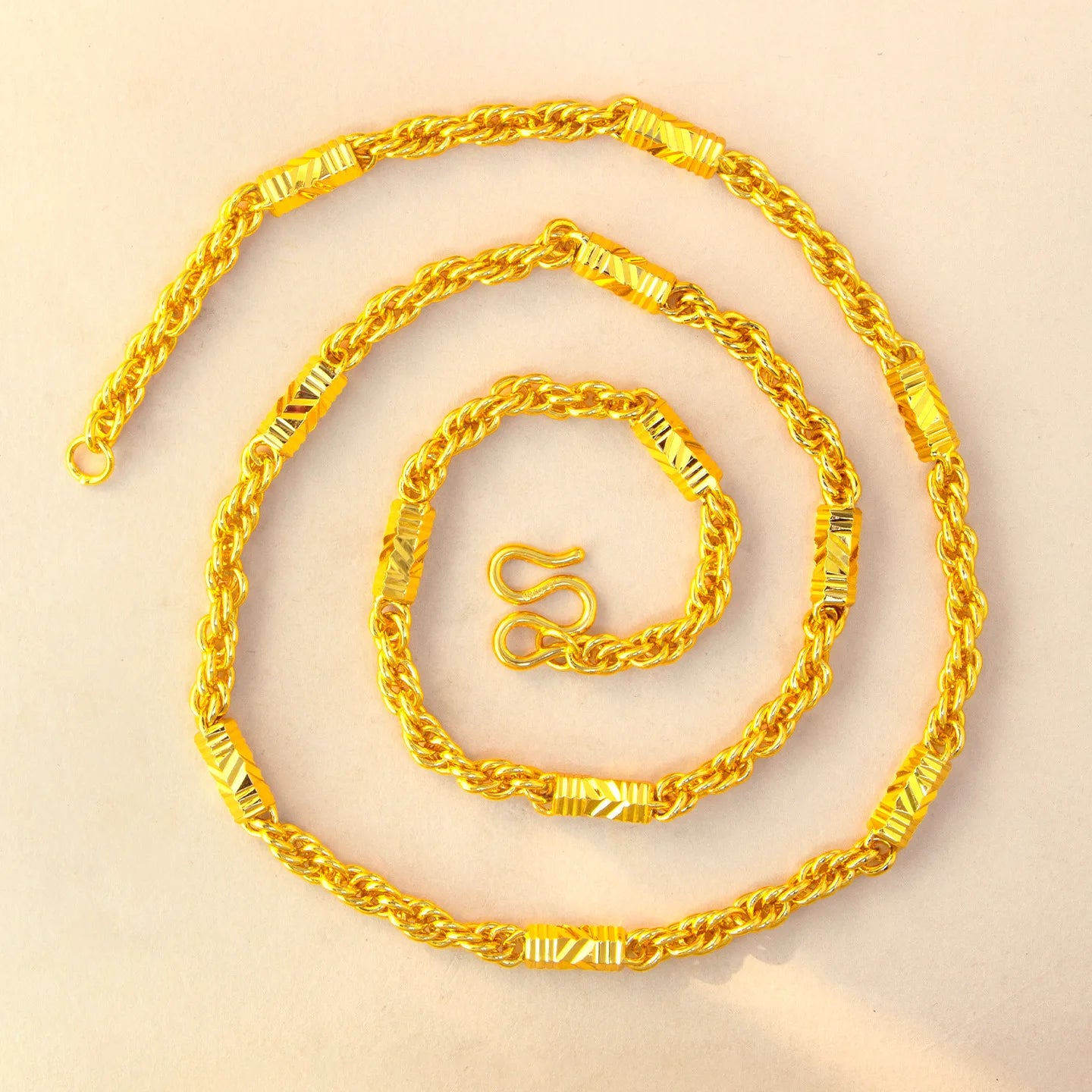 Luxury 24K 9999 Pure Gold real gold Thickness 5mm Hexagon Twist Necklace Men's Boss Necklace