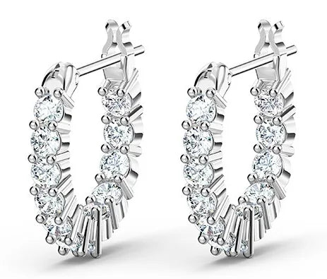 Original white crystal clip earrings, women's fashion trend earrings, jewelry accessories, birthday party gifts