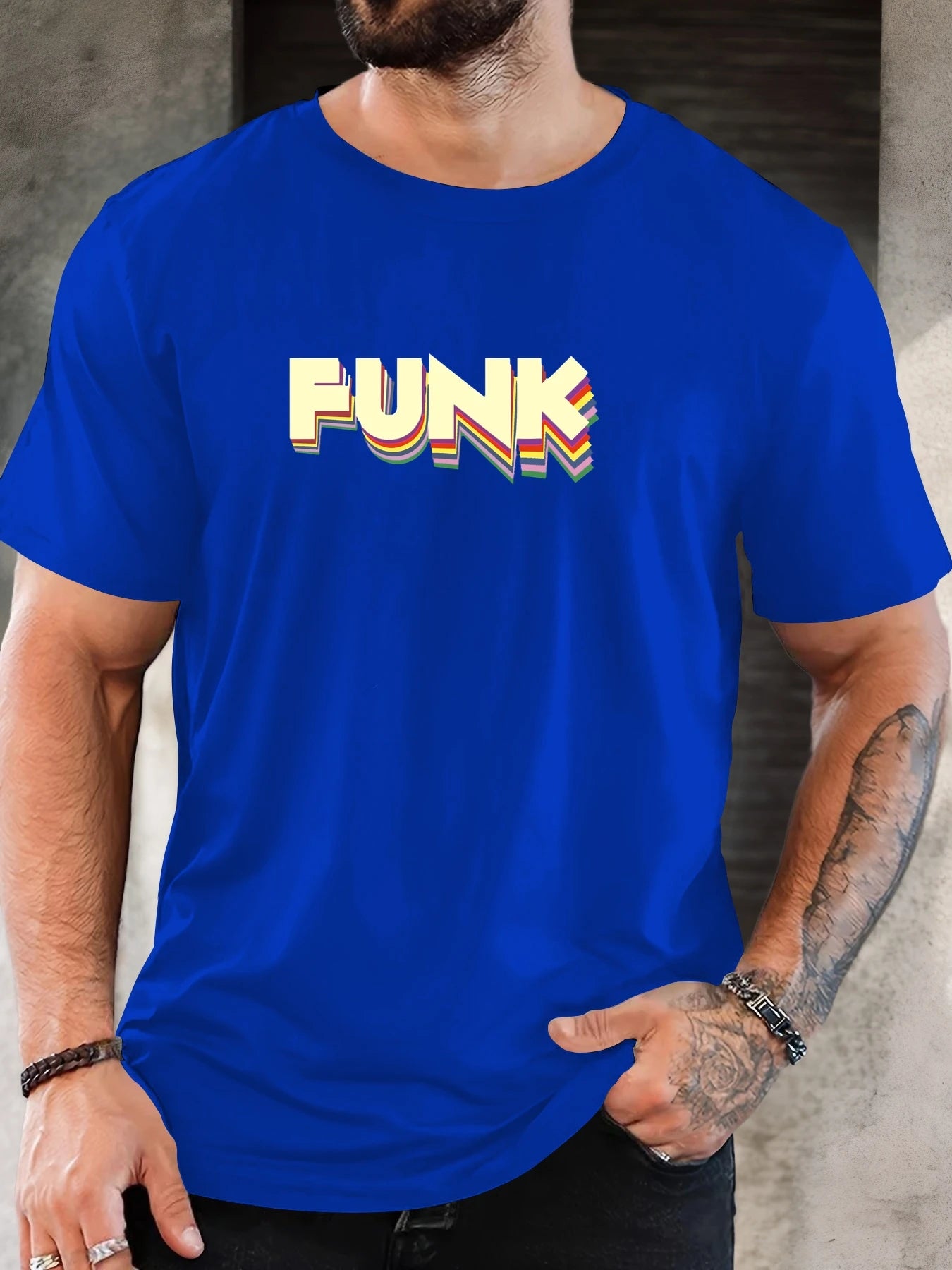 Men's T-Shirt 2025 New Arrival Retro Funk Graphic Vibrant 3D Typography Colorful Print Stylish Top Daily Casual