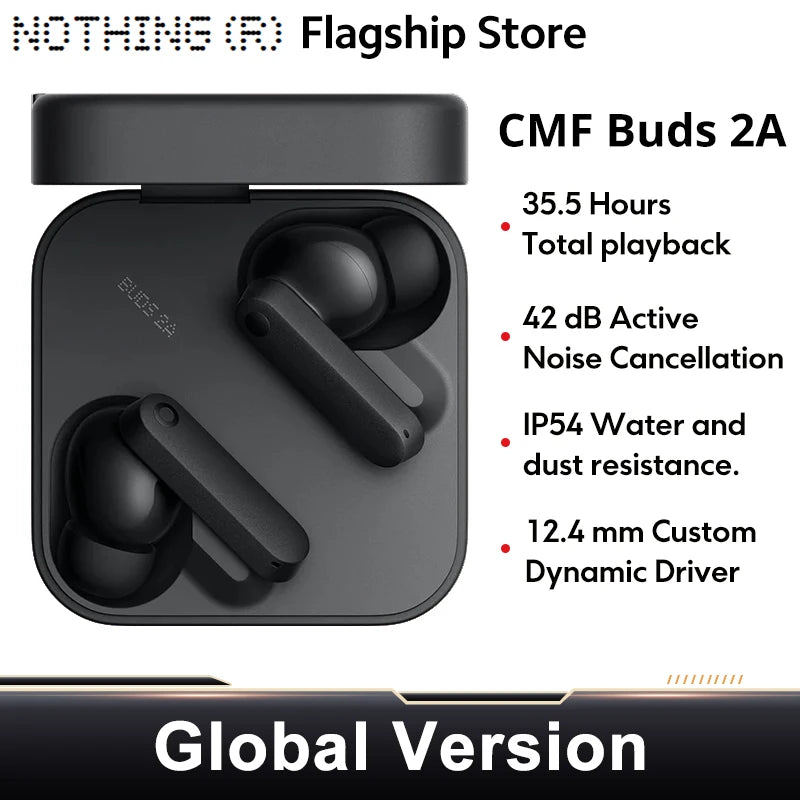 Global Version CMF Buds 2a Up to 31H of Playback Bluetooth 5.4 12.4mm Driver 42dB ANC 4HD Mics IP54